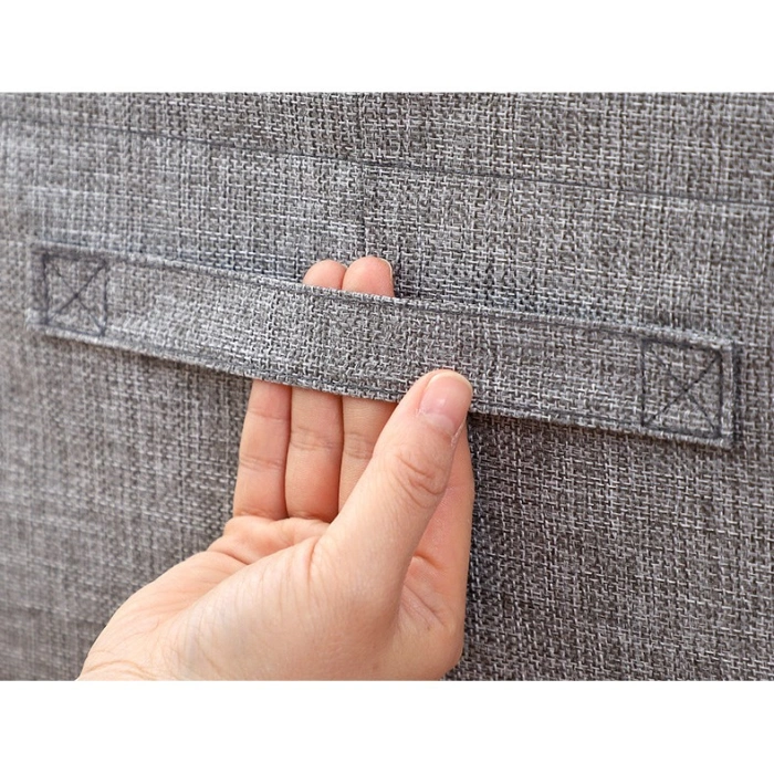 Cutie de depozitare pliabila, , Cu fermoar, 100 L, Textil, 60x42x40 cm, Cadru Metalic, Suport Baza Stabil din Plastic, Gri
