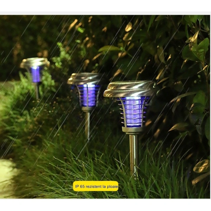 Lampa solara tip torta , anti-insecte, tantari, UV, LED, 1.2V, IP65, 1 LED, material ABS, 48 x 14 cm, gri