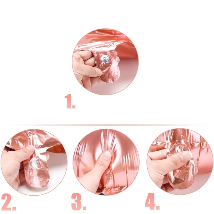 Balon din Folie , Cifra 2, 81 cm, Pentru Aer sau Heliu, Bulk, Roz Auriu