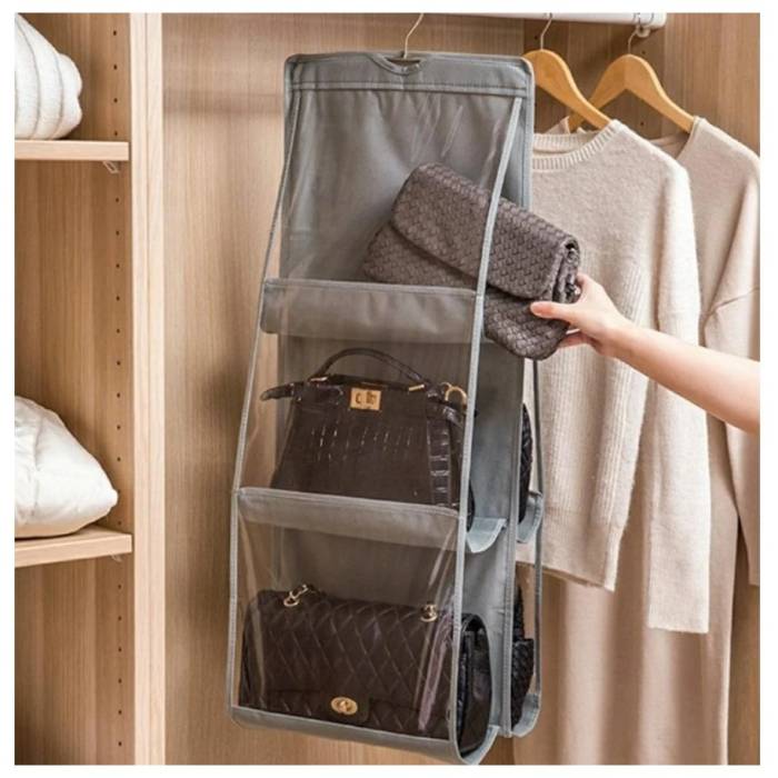 Organizator Genti 6 Compartimente , Suspendabil, 85 x 36 cm, gri