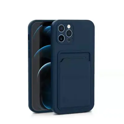 Husa protectie  cu suport card compatibila cu Samsung A22 4G Albastru Inchis