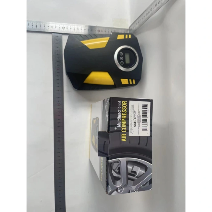 Compresor Auto Portabil cu Lanterna si Afisaj Electornic , DC 12V, 120W, 35L/min, Cablu de alimentare 3m, Pompa Biciclete, Moto, Mingi, Saltele, Max 10.3bar, lumina LED, Negru