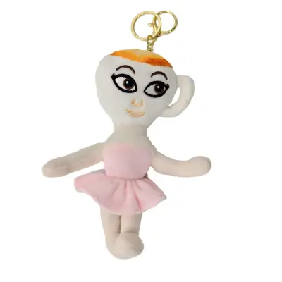 Jucarie Moale de Plus de Tip Breloc, , Model Italian Brainrot Ballerina Cappuccina, 17 x 14 cm, Roz
