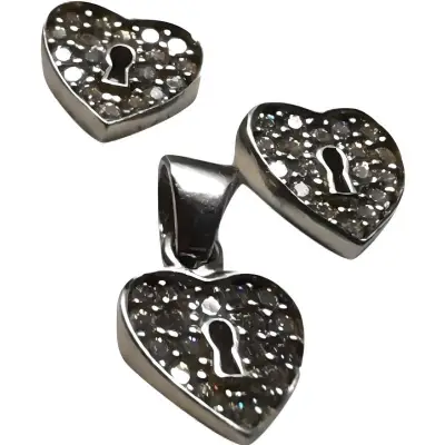 Set Argint 925 Inimioara cu Yala, 1.58 g