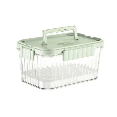Caserola portabila pentru mancare fresh , 1500 ml, 2 furculite,10 x 13.5 x 20 cm, 2 capace detasabile pentru congelator, etans, spatiu pentru tacamuri, maner, material plastic, rezistent la temperaturi ridicate, transparent