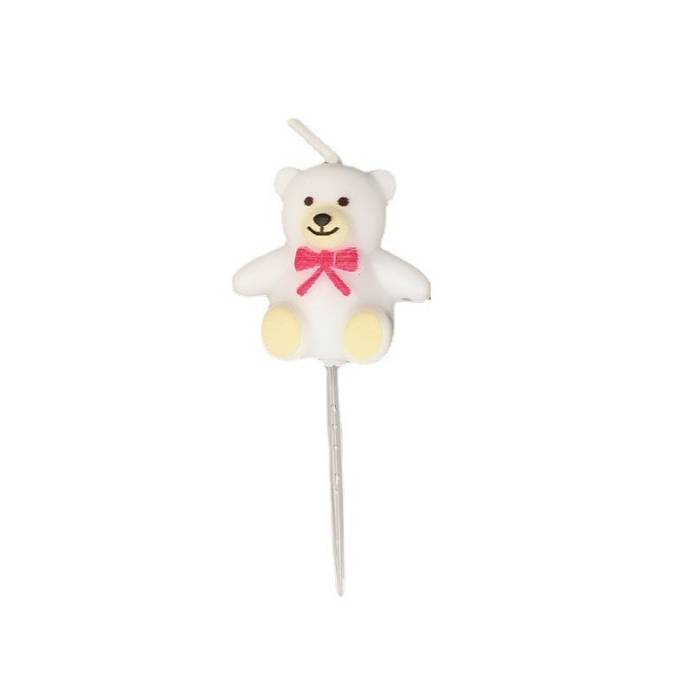 Lumanare de Tort, , Model Ursulet, Party, 8 x 3.2 cm, Alb