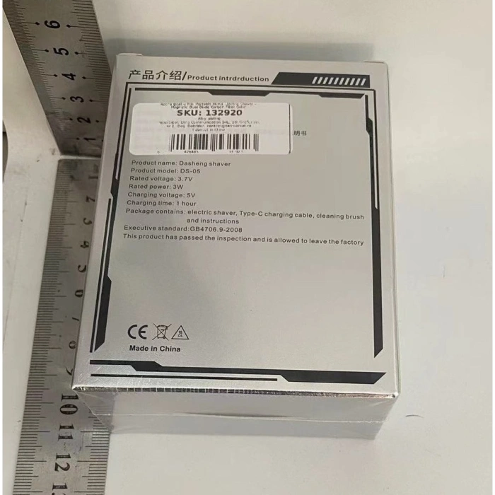 Mini Aparat de Ras Electric, , din ABS cu Fibra de Carbon, Portabil, Cap Rotativ Detasabil cu 2 Lame de Otel, Rezistent la Apa, Incarcare Type-C, Autonomie 45 min, Alb/Negru