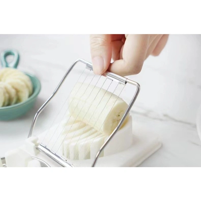 Feliator multifunctional  pentru oua, mozzarela, fructe, 2 forme de feliere, agatatoare, 20 cm, Alb