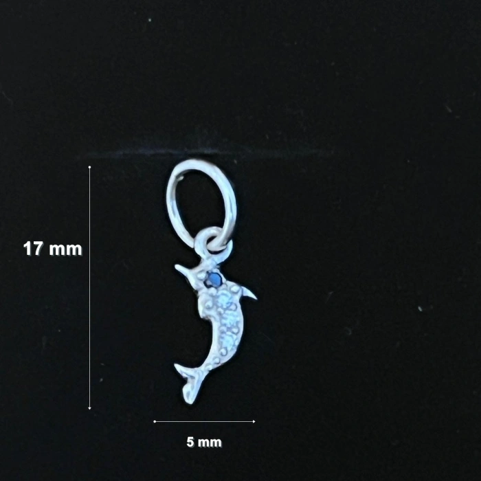 Pandantiv din Argint 925 Jolie Silver, Model Delfin cu Zirconii, 17 x 5 mm, 0.5 g