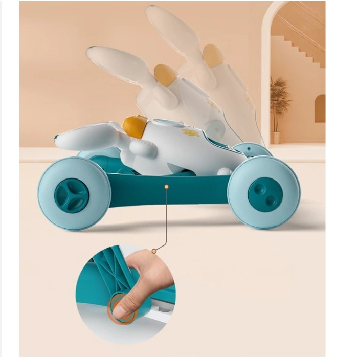 Premergator pentru copii , pliabil, viteza ajustabila, maner antialunecare, cu lumini si muzica, 46 x 57 cm, loc depozitare jucarii, inaltime ajustabila, albastru