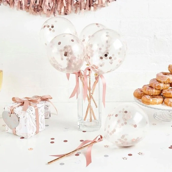 Set 15 baloane pentru petrecere, , rose gold/ alb, 30 cm