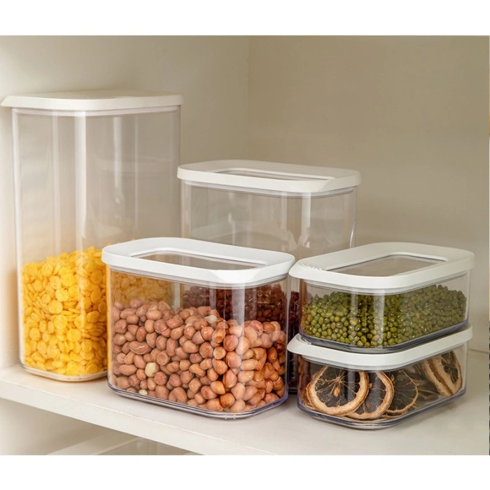 Cutie de Depozitare Alimente, , 2L, Capac Alb, din ABS+Silicon, 14.5 x 9 x 22.2 cm, Transparent