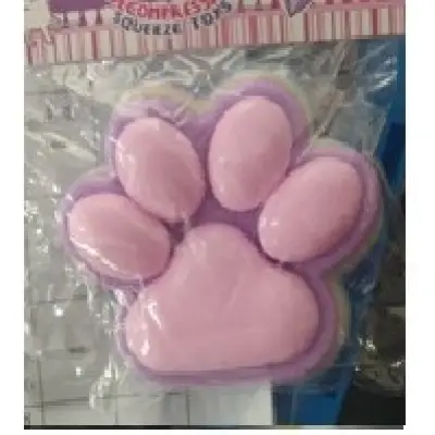Jucarie Antistres Squishy, , cu Revenire Lenta, Labuta de Pisica Pufoasa, 8.5 x 7.5 cm, Ambalaj Transparent, Mov Roz