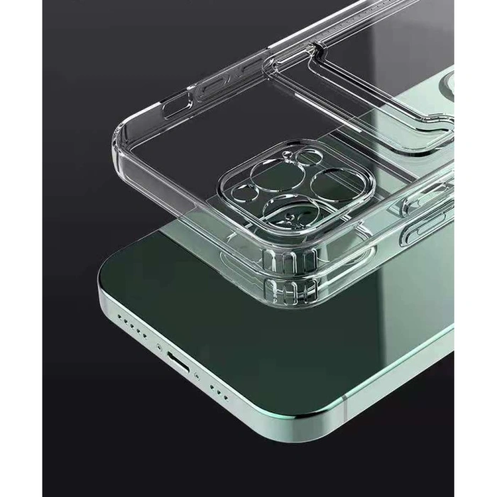 Husa protectie  cu suport card compatibila cu Apple iPhone 12 Pro Max Transparent