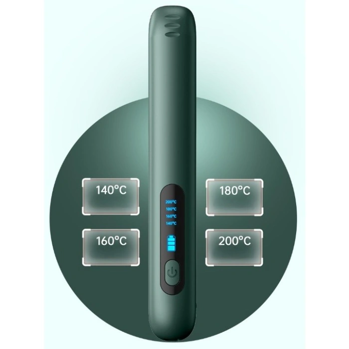 Placa de Par fara Fir, , Adaptor Tip C, 4 Trepte de Temperatura, Tensiune 5V, Capacitate Baterie 5000 mAh, Indreptat, Ondulat, 23.5x3.3x4.5 cm, Verde