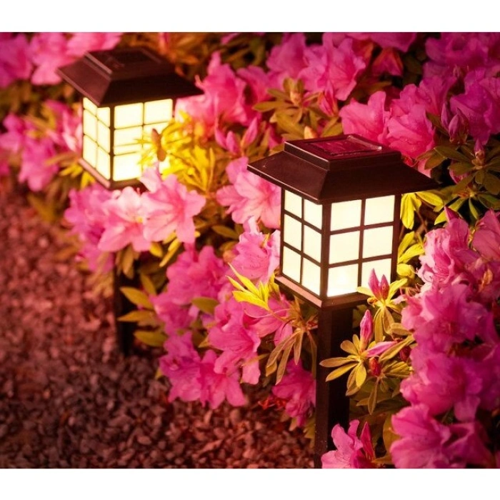 Set 2 Lampa solara Led pentru gradina, Tip felinar, , Alb cald