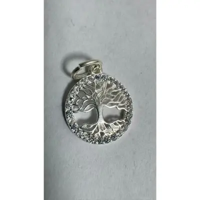 Pandantiv din Argint 925, Copac Incadrat cu Zirconii, 1.2 g, Jolie Silver