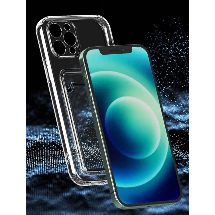 Husa protectie  cu suport card compatibila cu Apple iPhone 12 Pro Max Transparent