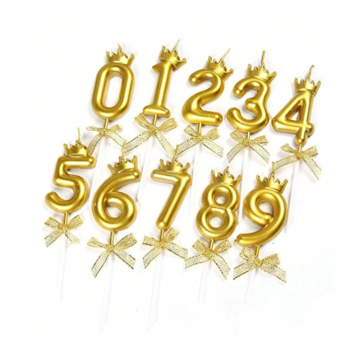 Lumanare pentru Tort Cifra 7, Model Coroana, Gold, , Party