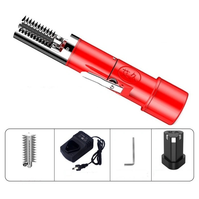 Dispozitiv Electric de Curatare Solzi Peste, , din Otel Inoxidabil, 28 x 5 cm, Rosu