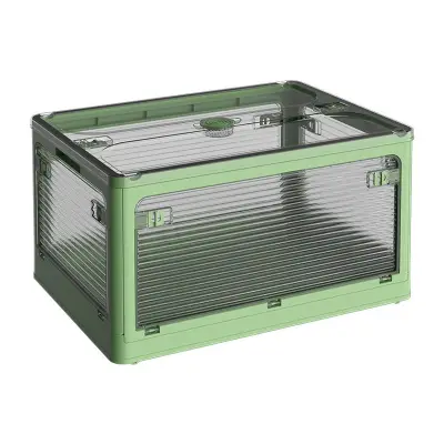 Cutie de depozitare pliabila, , Cu capac, 85 L, Plastic, 60x42x34 cm, Verde
