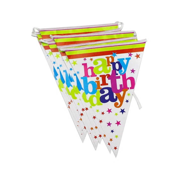 Set 10 Stegulete Tip Banner, , Colectia Happy Birthday, 270 cm Lungime, din Hartie Cretata, Multicolor