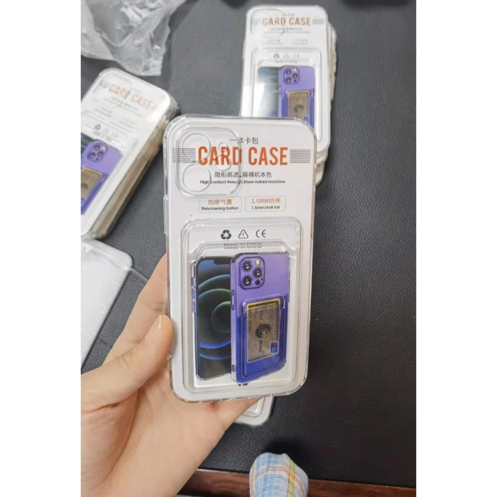 Husa protectie  cu suport card compatibila cu Apple iPhone 12 Pro Max Transparent