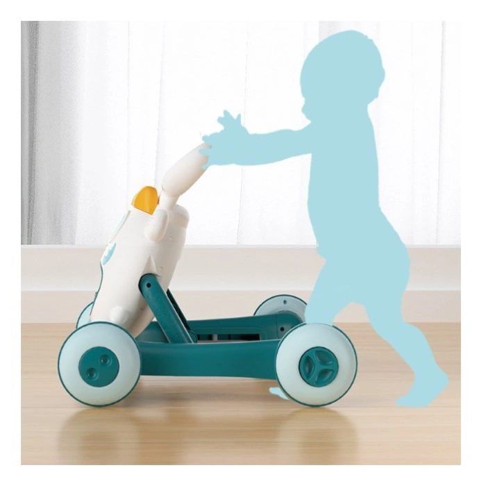 Premergator pentru copii , pliabil, viteza ajustabila, maner antialunecare, cu lumini si muzica, 46 x 57 cm, loc depozitare jucarii, inaltime ajustabila, albastru