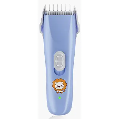 Masina De Tuns Bebelusi si Copii, , Lame Cermice si Inox, Fara Fir, Functie Anti Taiere, Silentios, 50 W, Rezistent la Apa, 2 Accesorii, Incarcator USB, Model Leu, Albastru