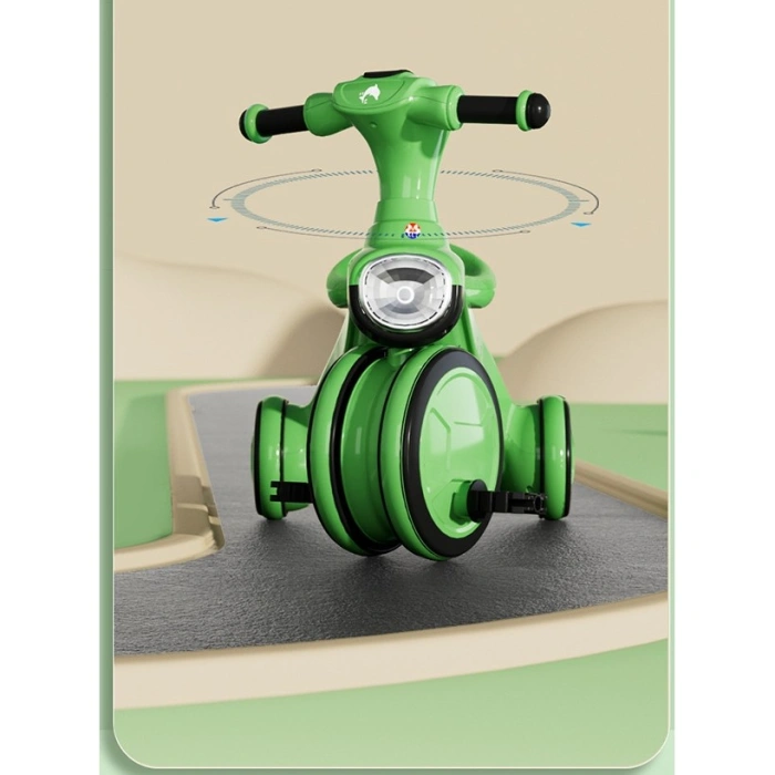 Tricicleta pentru copii , pedalare, impingere, lumini si sunete, pedale antiderapante, material dur, cos depozitare, varsta peste 18 luni, 80x40x52 cm, verde