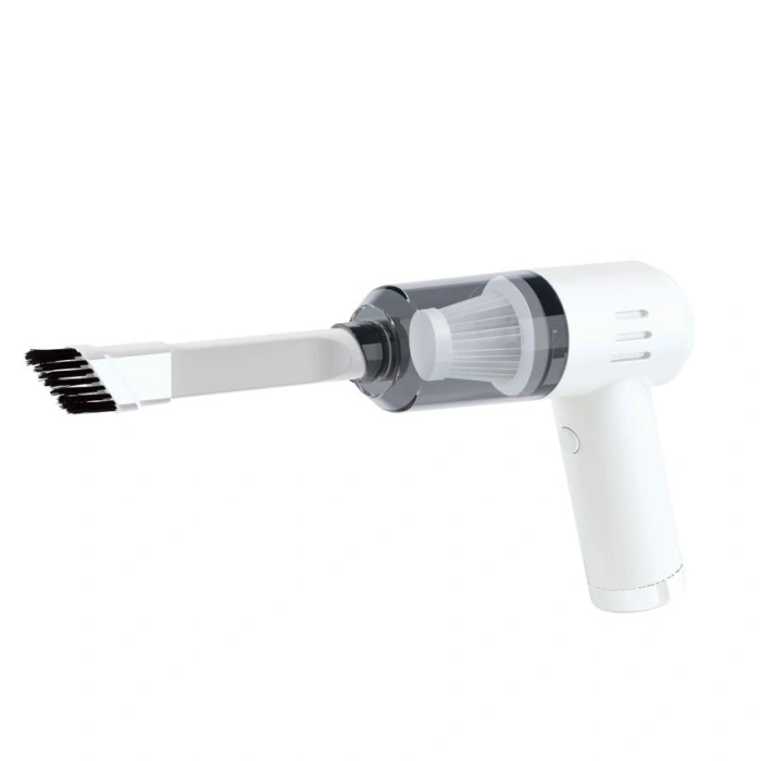 Aspirator Portabil Fara Fir, , Tip Pistol K7, Pentru Casa si Masina, Incarcare USB, Autonomie 30 Min, 36 x 17 cm, Alb
