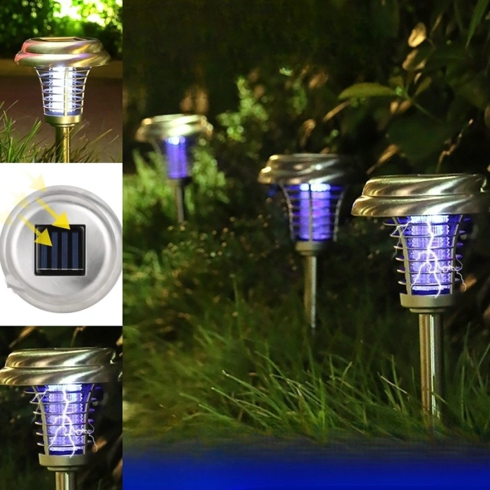 Lampa solara tip torta , anti-insecte, tantari, UV, LED, 1.2V, IP65, 1 LED, material ABS, 48 x 14 cm, gri