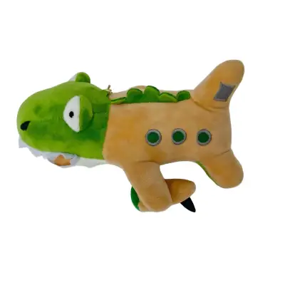 Jucarie Moale de Plus de Tip Breloc, , Model Italian Brainrot Crocodilul Avion Bombardiro Crocodilo, 17 x 8 cm, Verde Maro