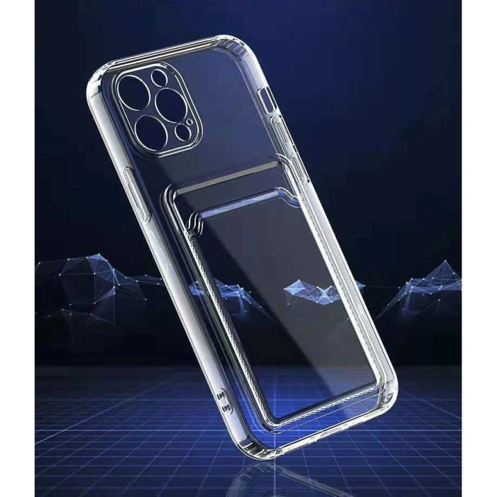Husa protectie  cu suport card compatibila cu Apple iPhone 12 Pro Max Transparent