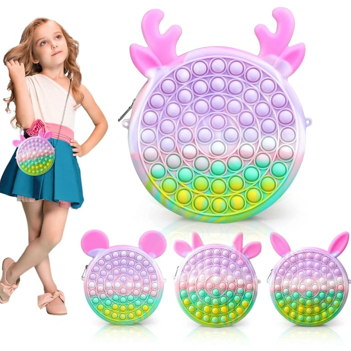 Jucarie antistres din silicon , Pop it Now and Flip It ,Geanta ,Multicolor