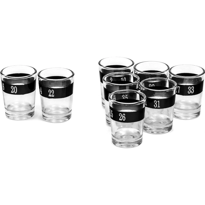 Joc de Baut Ruleta cu Pahare de Shot , 30 cm, Rosu/Negru