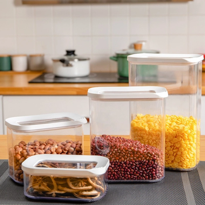 Cutie de Depozitare Alimente, , 2L, Capac Alb, din ABS+Silicon, 14.5 x 9 x 22.2 cm, Transparent