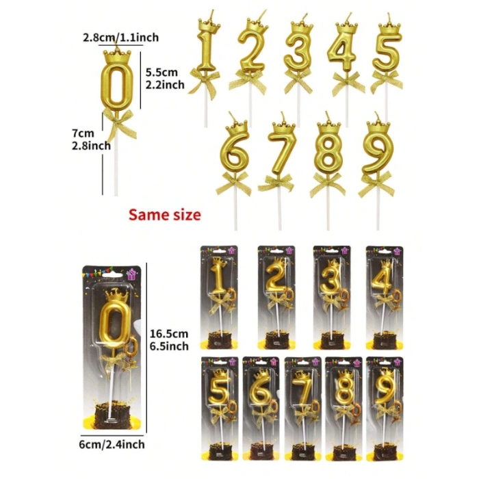Lumanare pentru Tort Cifra 7, Model Coroana, Gold, , Party