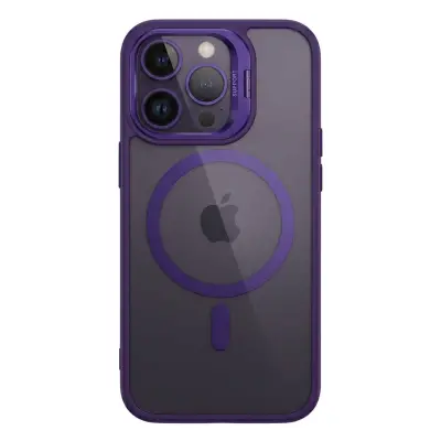 Husa de Protectie Telefon, , Compatibila cu iPhone 17 Pro Max, MagSafe, Acrylic, Suport Metalic Protectie Camera, Anti-Soc, Mov/Inchis