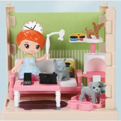 Set adapost pentru animalute , casa de papusi cu mobilier si ustensile, activitati distractive