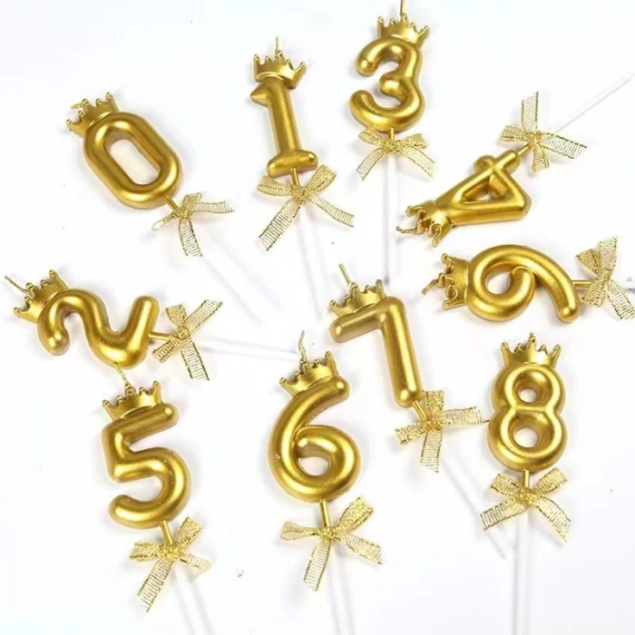 Lumanare pentru Tort Cifra 7, Model Coroana, Gold, , Party