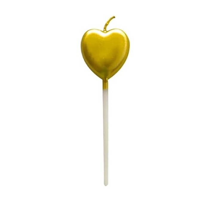 Lumanare de Tort, , Model Inima, Party, 8.5 x 3 cm, Auriu