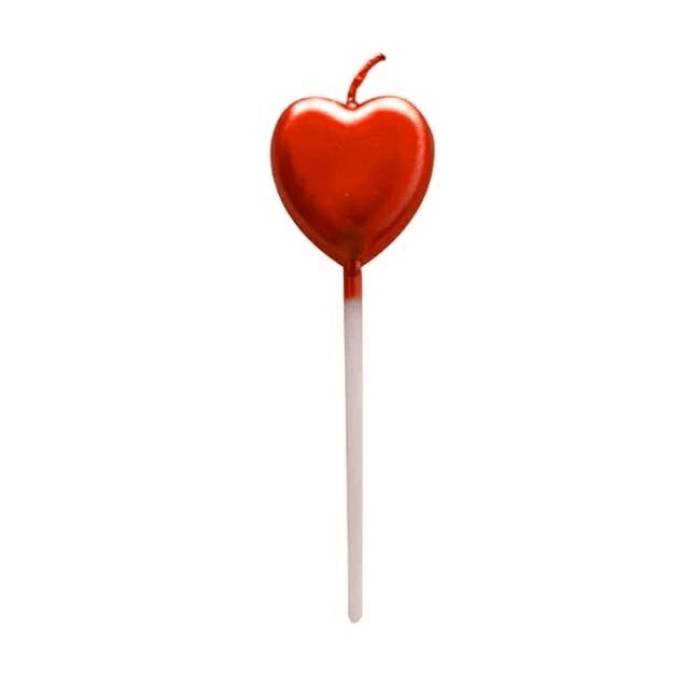 Lumanare de Tort, , Model Inima, Party, 8.5 x 3 cm, Rosu
