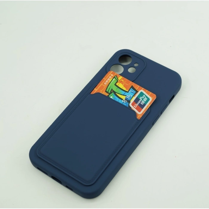 Husa protectie  cu suport card compatibila cu Samsung A22 4G Albastru Inchis