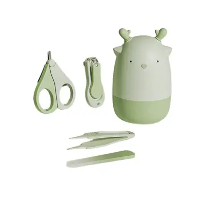 Set 4in1 de Ingrijire Unghii pentru Bebelusi, , Cutie de Depozitare Tip Cerb, 0-6 Ani, 11 x 6 x 11 cm, Verde