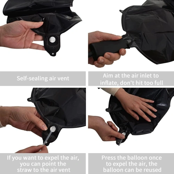 Balon Folie Metalizata Litera P, , 40 cm, Umflati cu Heliu sau Aer, Ambalaj Individual, Pai inclus, Negru