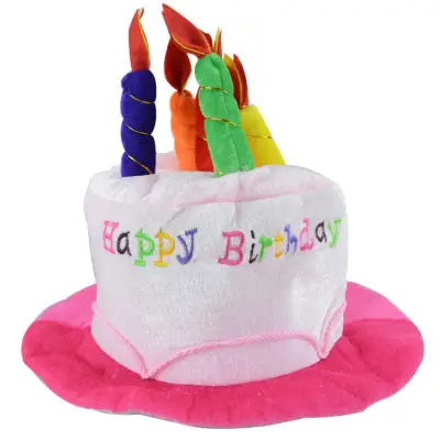 Palarie Happy Birthday, , Accesoriu pentru Petrecere, Model Tort, Tematica Aniversare, 60x60x55 cm, Roz