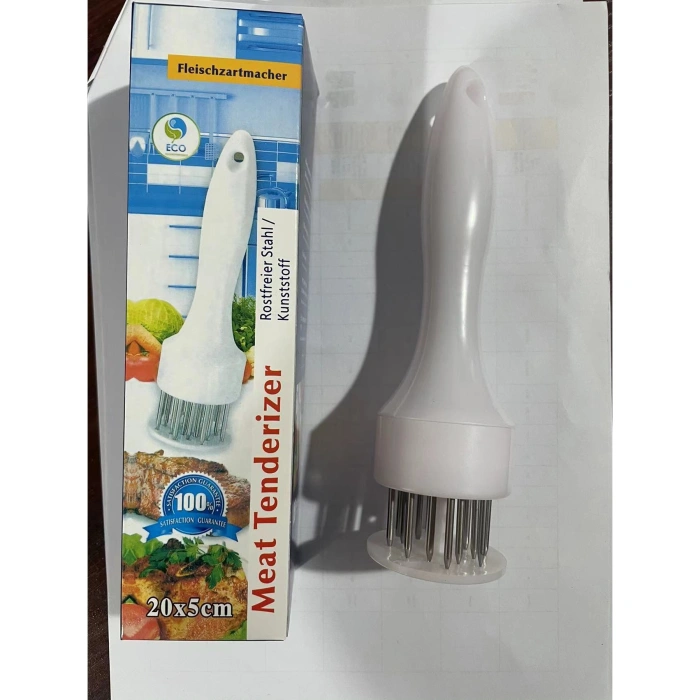 Ustensila pentru fragezit carnea, cu 21 de tije ascutite din inox 304, 20 cm, alb