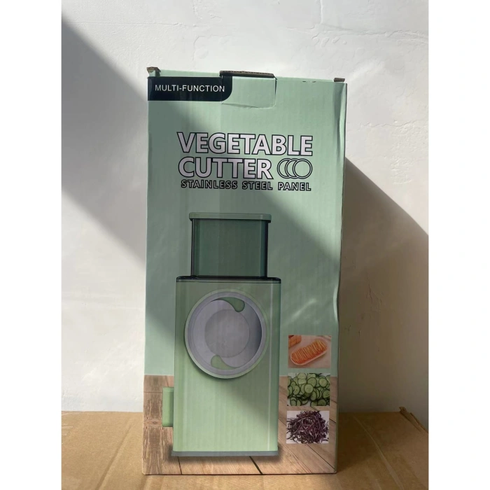 Feliator manual pentru legume , 3 lame din otel inxodabil, 3 tipuri de feliere, material carcasa ABS, latime maxima feliere 4 mm, baza de tip ventuza, usor si sigur de utilizat, 28.5 x 9,2 x 13.5 cm, verde