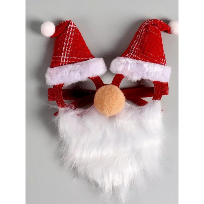 Ochelari de Craciun, , cu Nas si Barba, Model Mos Craciun, 24x14cm, Rosu